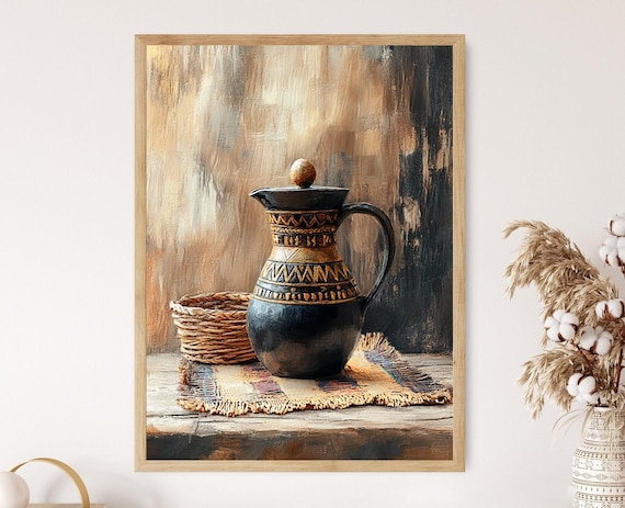 Ethiopian Jebena Art Print Traditional Coffee Pot