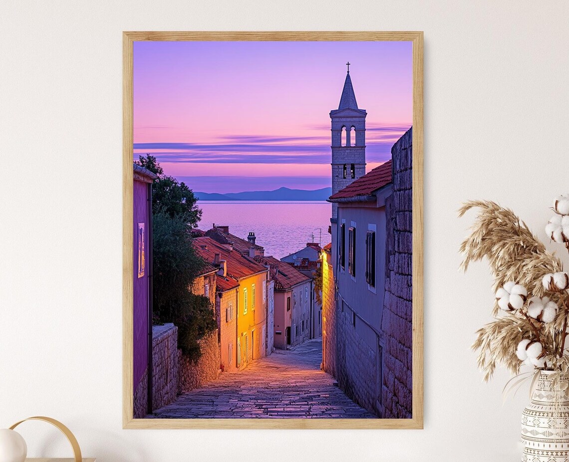 Zadar Old Town Street At Dusk Overlooking Adriatic Sea Poster