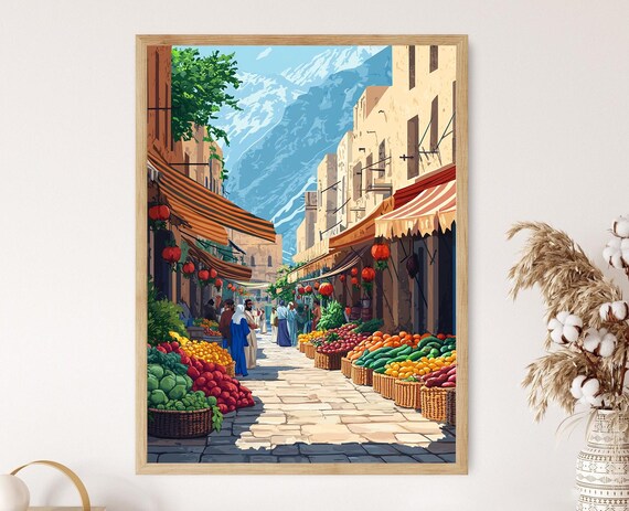 Yazidi Vegetable Market Illustration Colorful Kurdistan Painting