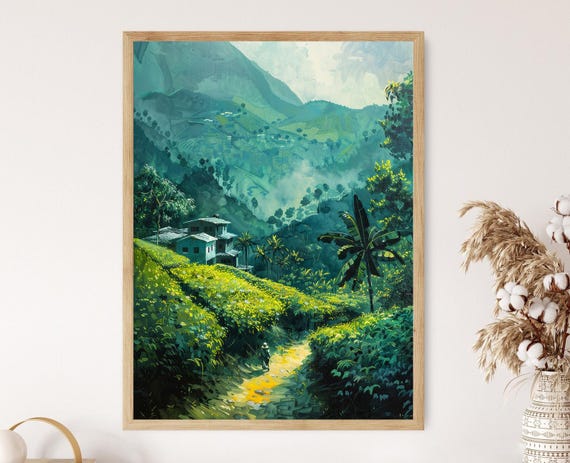 Bangladesh Tea Gardens Art Print, Travel Poster