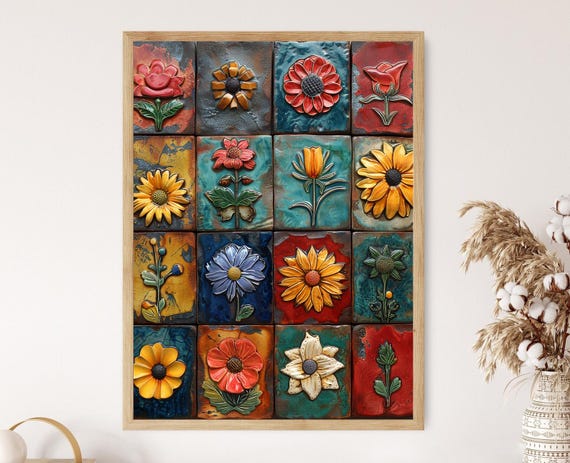 Traditional Mexican Talavera Tile Painting, Art Print