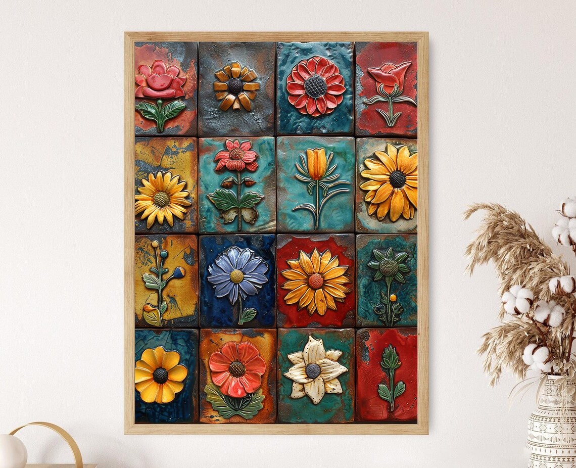 Traditional Mexican Talavera Tile Painting, Art Print