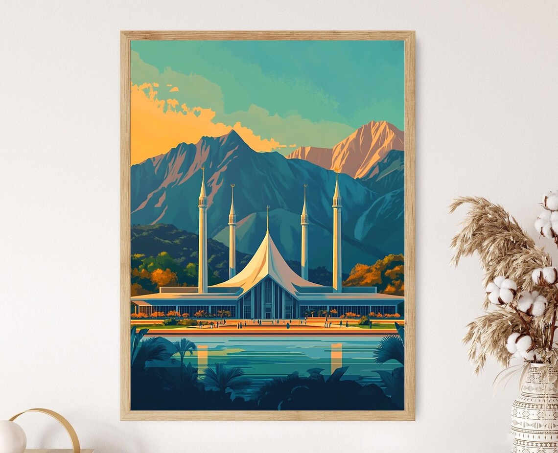 Faisal Mosque Modern Pakistan Landmark Art Print