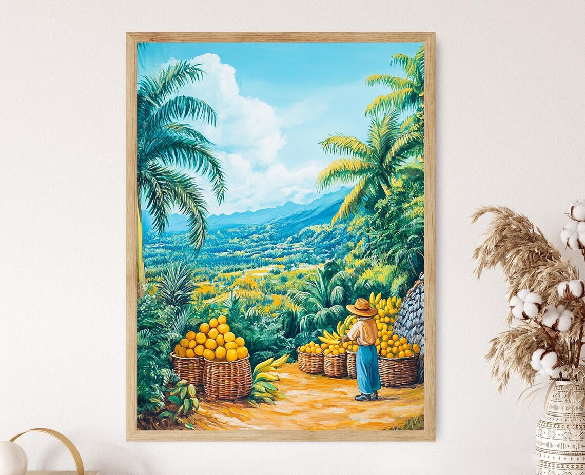 Bermuda Farmer Art Print, Local Harvest Illustration