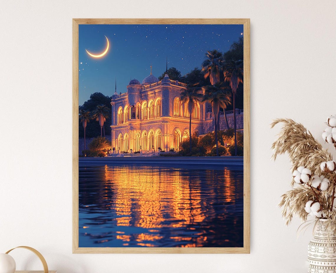 Raan Palace Art Print Sunset Bosphorus Scene Ottoman Royal Residence
