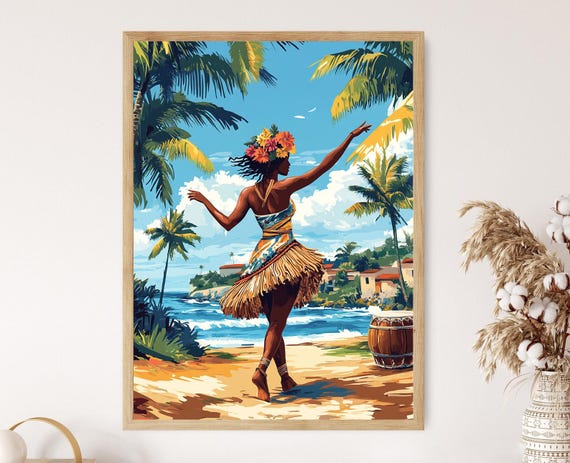 Malagasy Salegy Dance Art Print Traditional Madagascar Scene Cultural Heritage Decor