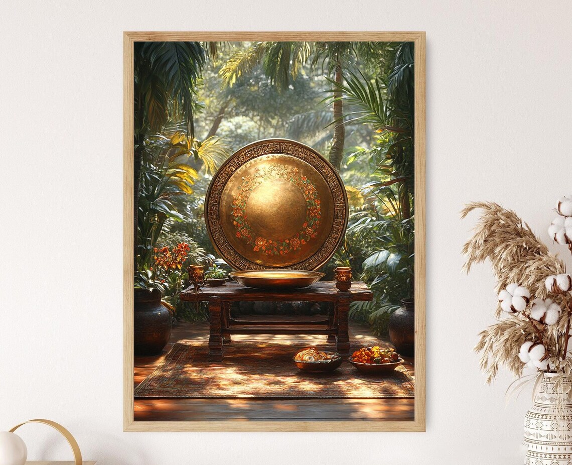 Indonesian Gamelan Gong Art Print, Traditional Music