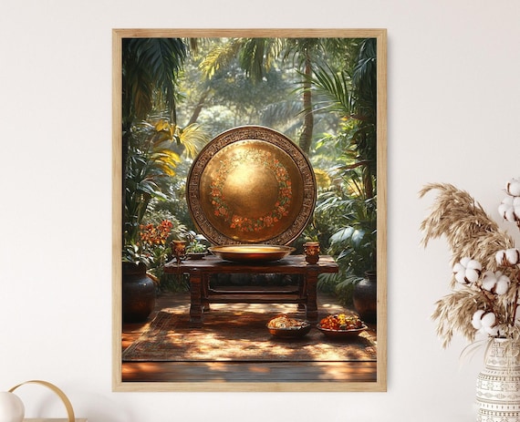 Indonesian Gamelan Gong Art Print, Traditional Music