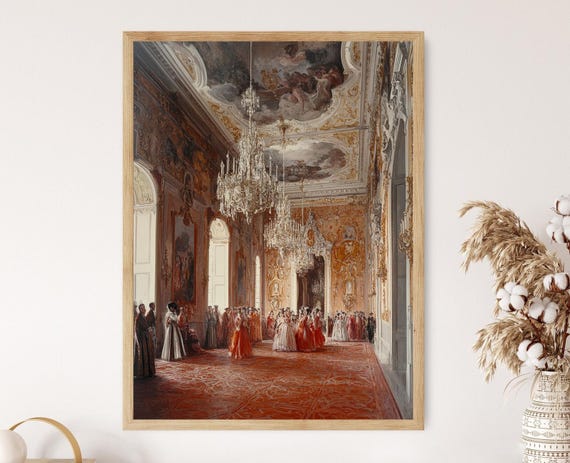 Royal Court Fresco Art Print Lavish Attire And Opulent Palace Scene