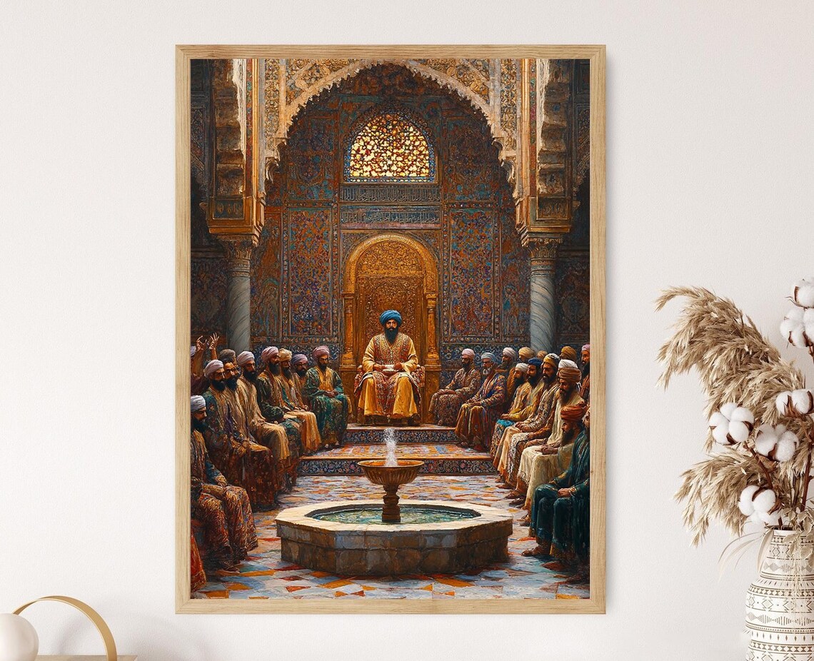 Ayyubid Sultans Court Damascus, Medieval Islamic Art Print