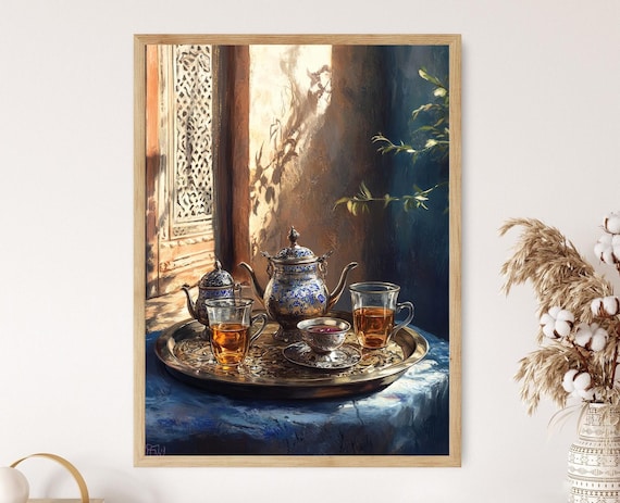 Moroccan Tea Set Art Print Traditional Silver Teapots