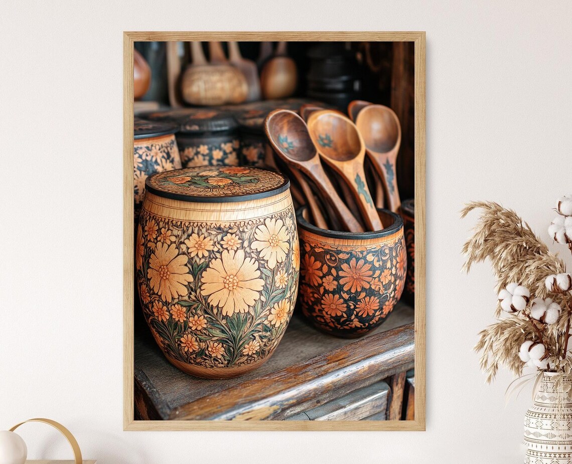 Russian Birch Bark Boxes Folk Craft Art Print