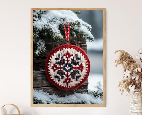 Icelandic Knitted Wool Ornament Art Print Nordic Heritage Decor Poster