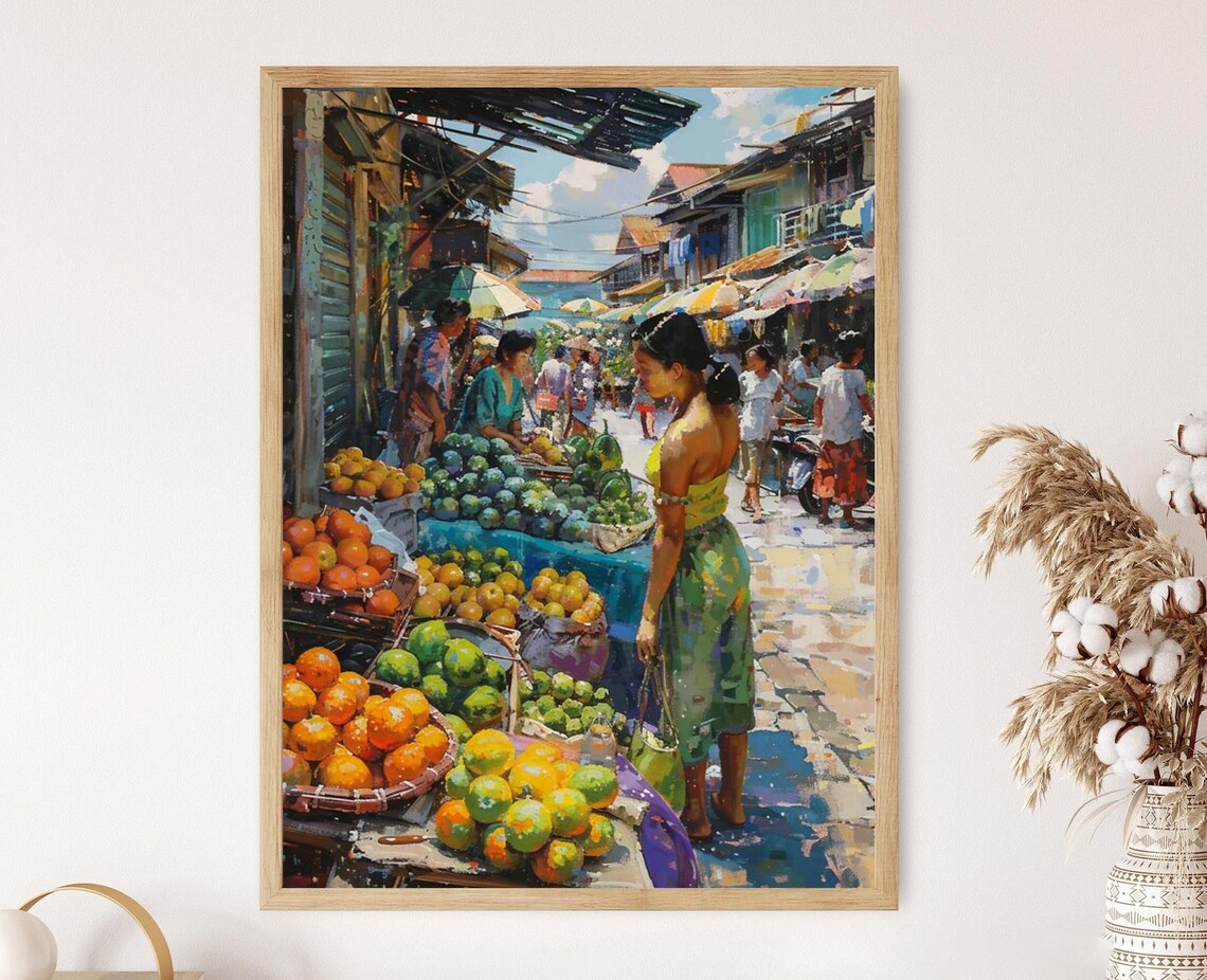 Filipino Fruit Market Art Print, Tropical Dining Room