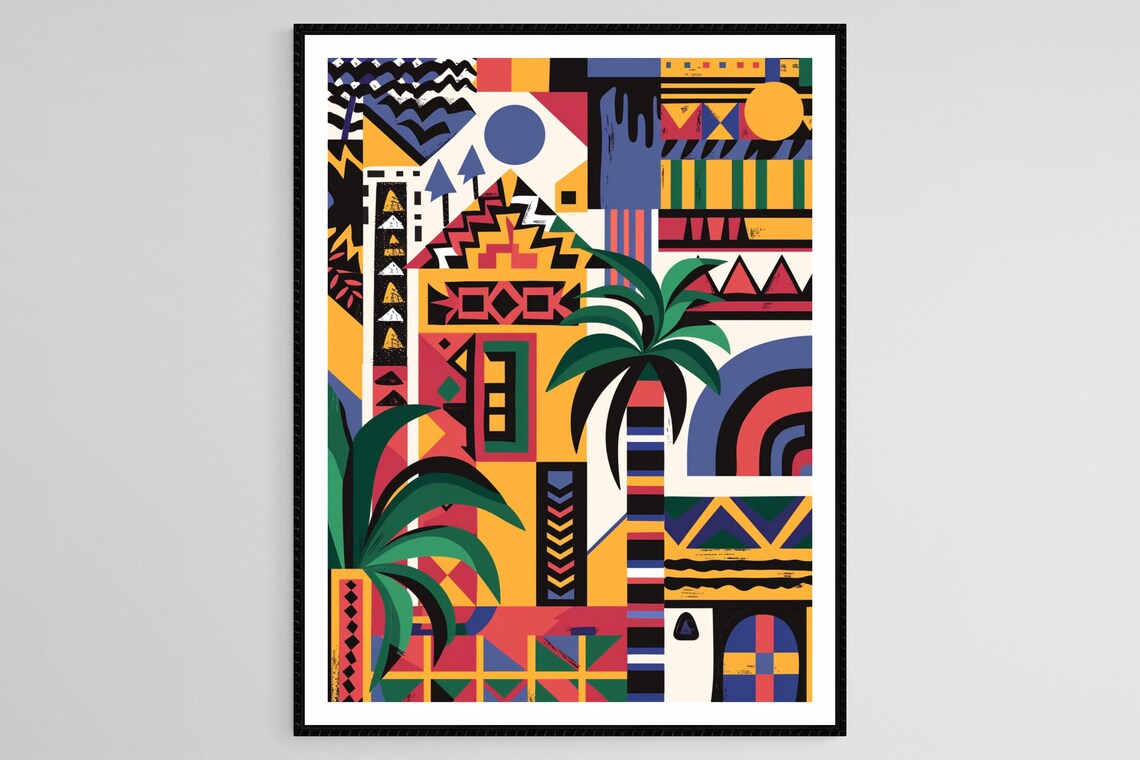 Ndebele Murals Art Print, Geometric Cultural Expression