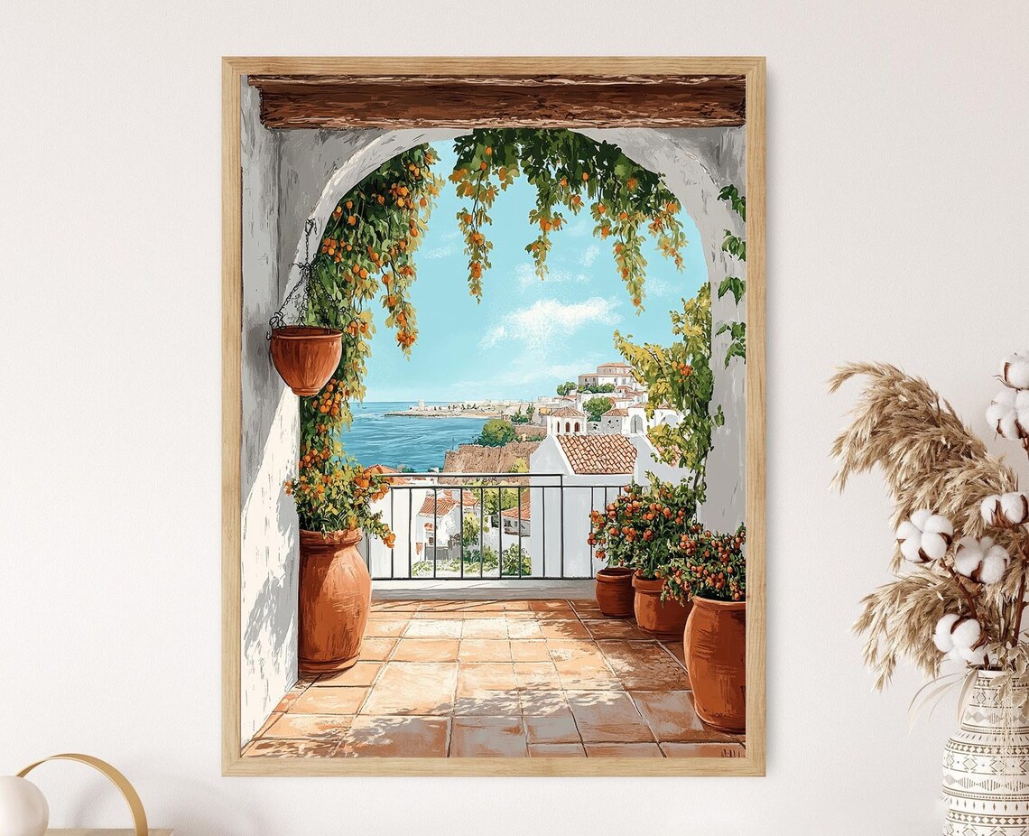 Tripoli Rooftop Patio Illustration, Citadel View Art Print