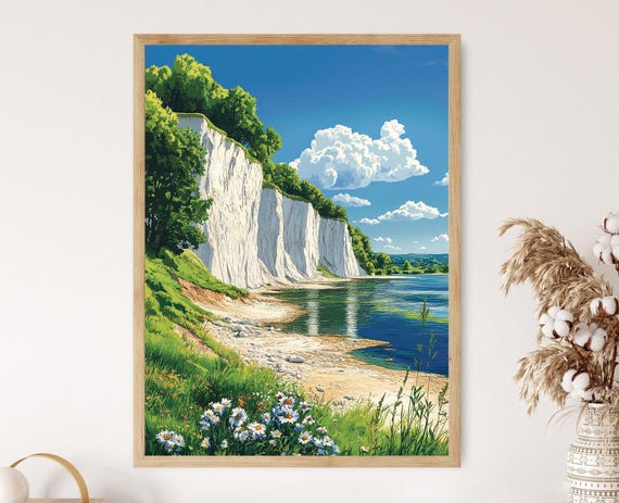 Don River Art Print White Cliffs And Green Trees By Rostov