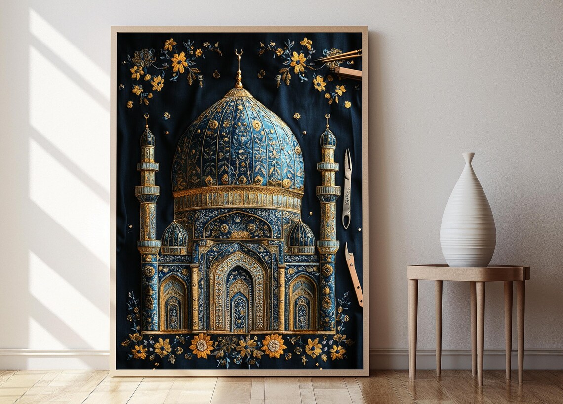 Islamic Mosque Dome Embroidery Textile Decor