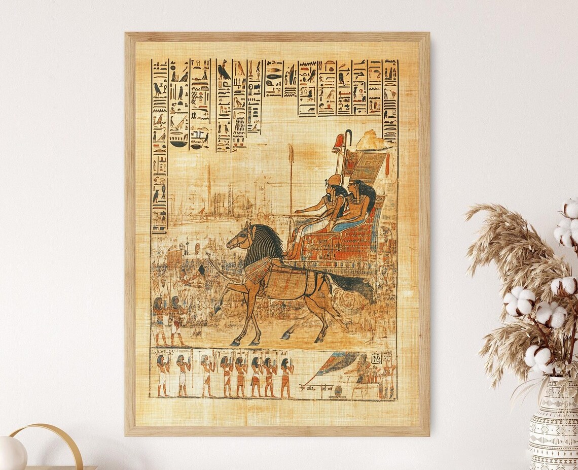 Pharaoh Chariot Papyrus, Egyptian Battle Scene
