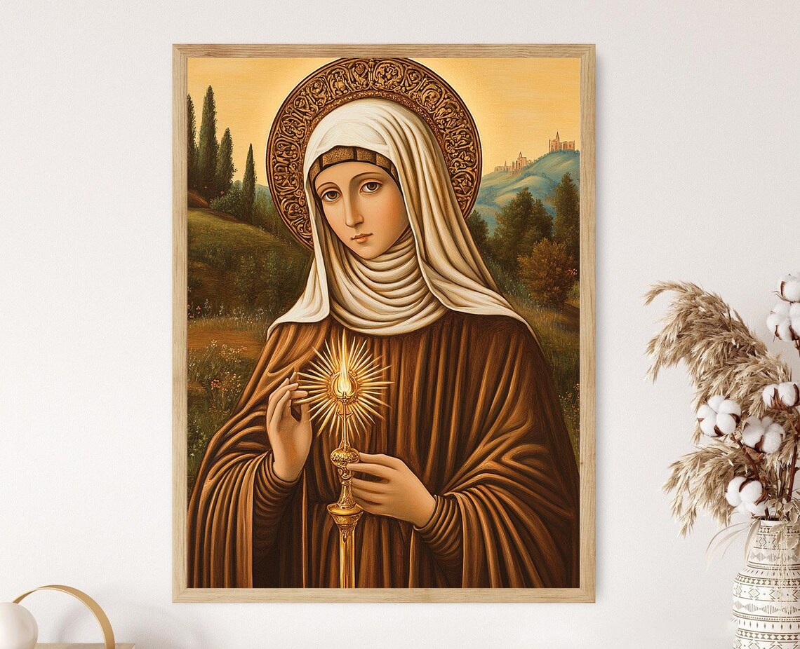 Saint Clare Of Assisi Catholic Devotional Art Print