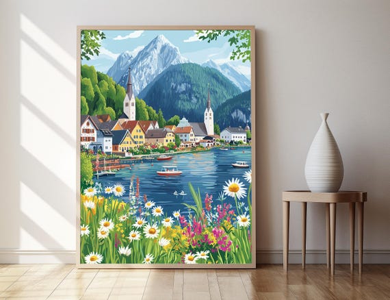 St Gilgen Art Print Austrian Lake Village And Mountain View