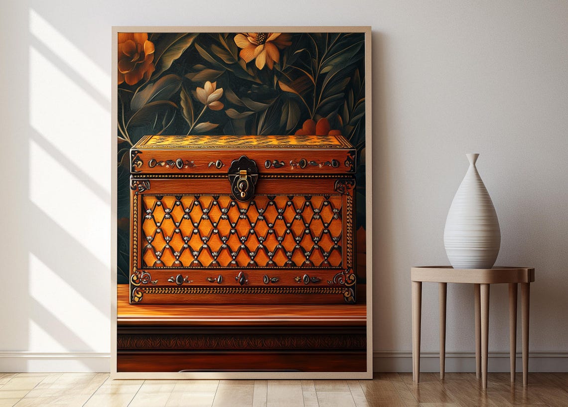 Wooden Jewelry Box With Rajasthani Jaali Art Indian Latticework Print