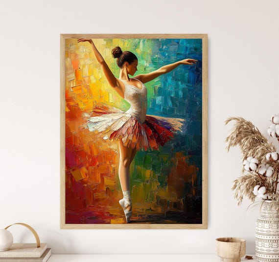 Colorful Ballerina Painting Ballet Dance Studio Art Print Vibrant Artwork