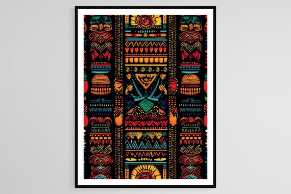 Vibrant Dashiki Pattern Print African Tribal Art