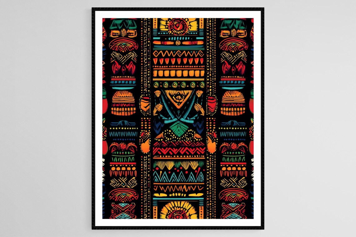 Vibrant Dashiki Pattern Print African Tribal Art