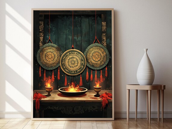 Nepalese Mandala Shield Folklore Art Print