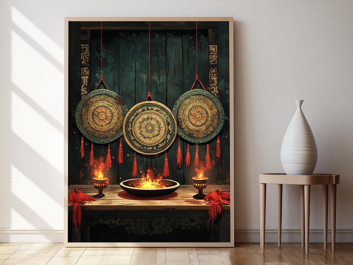 Nepalese Mandala Shield Folklore Art Print