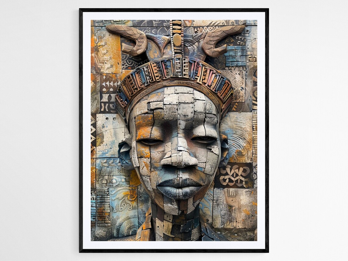 Benin Art Print Ethnic Tribal Design Stunning Wall Art For Living Room Exotic Gift Idea