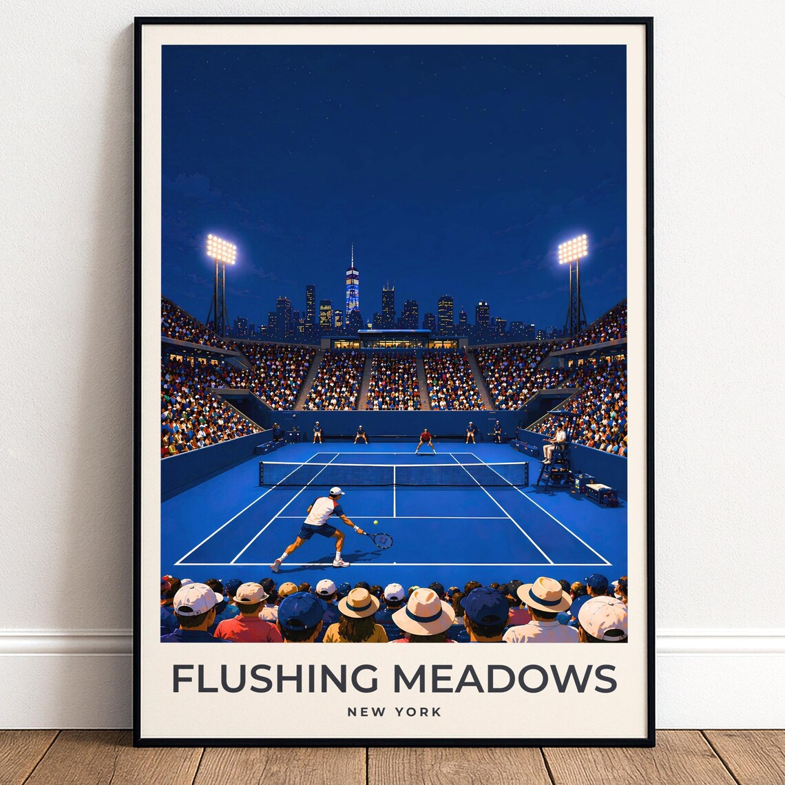 Flushing Meadows Travel Poster, New York Tennis