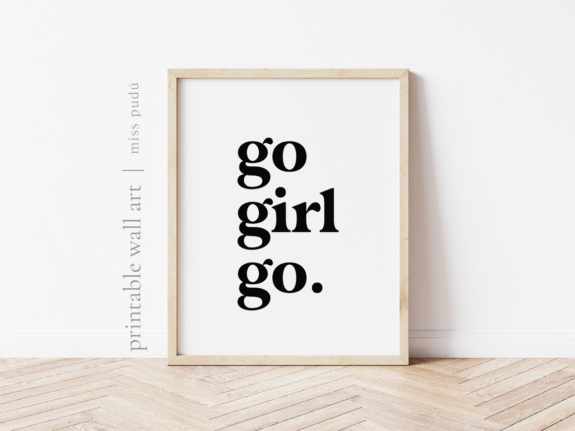 Go Girl Go Bold Typography Motivational Girl Power Quote Wall Art - Image 3