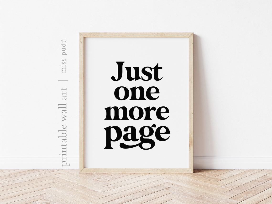Just One More Page Book Lover Reading Nook Quote Poster Decor - Image 3