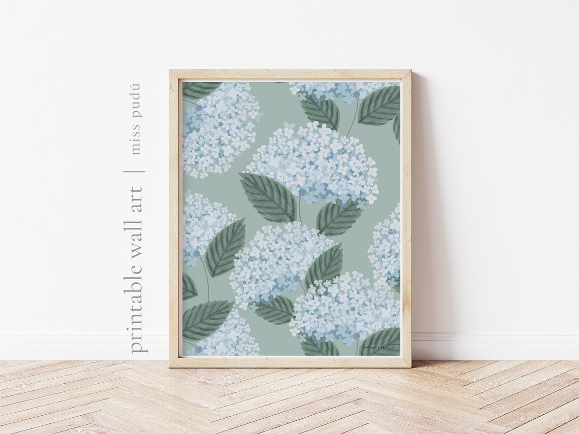 Hydrangea Botanical Floral Pattern Art Print