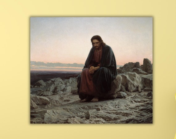 Christian Poster Vintage Poster Christ In The Wildernessdesert 1872 By Ivan Nikolaevich Kramskoi Wall Art Exhibition Poster