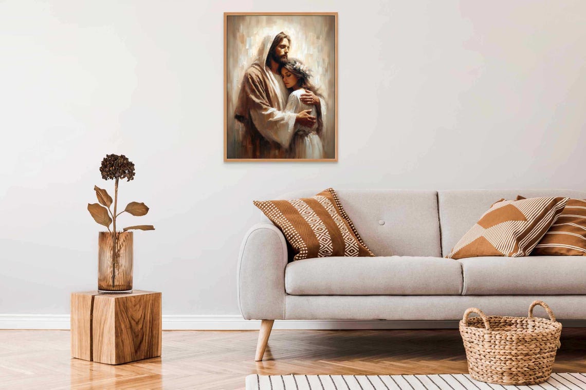 One With Him Christian Wall Art Jesus Heals A Woman Jesus Christ Art Lds Art Bible Art Jesus And Girl Jesus Art Christian Painting - Image 5