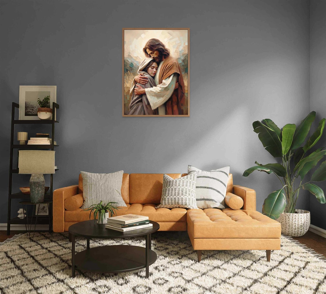Supported By Him Modern Christian Art Jesus And Girl Jesus Wall Art Lds Art Bible Painting Christian Art Picture Of Jesus - Image 2