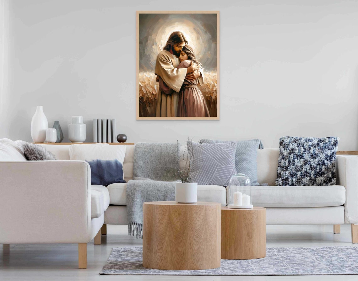 Healing Touch Christian Art Jesus Hugging A Woman Jesus Art Lds Art Bible Print Jesus And Girl Art Christian Art Jesus Png - Image 6