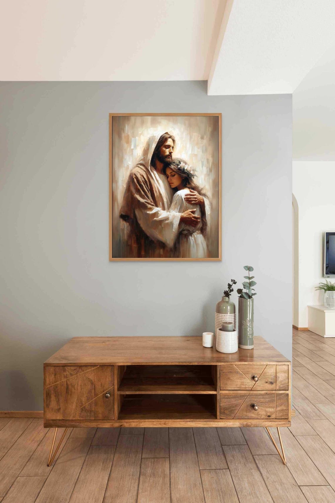 One With Him Christian Wall Art Jesus Heals A Woman Jesus Christ Art Lds Art Bible Art Jesus And Girl Jesus Art Christian Painting - Image 3