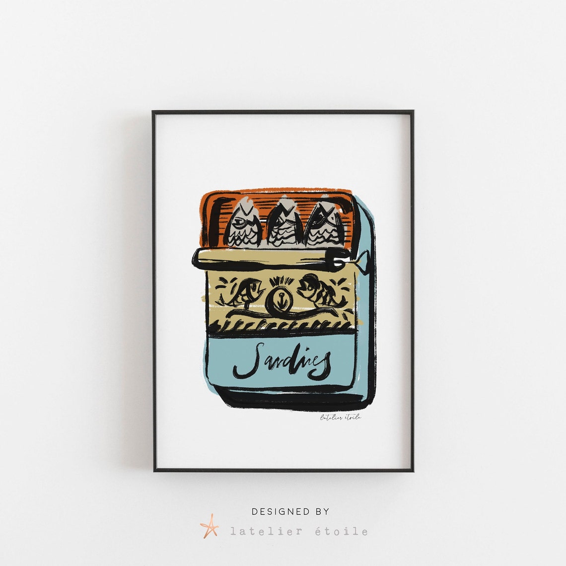 Sardines Tin Vintage Seafood Illustration Kitchen Wall Poster - Image 4