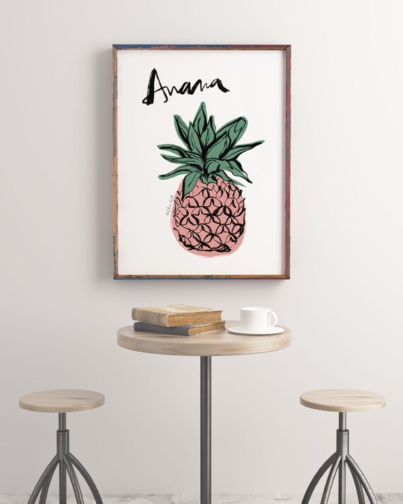 Pineapple Print Pineapple Poster Food Illustration Pineapple Art Fruit Print Food Doodles Pop Art Whimsical Art Pineapple Anana