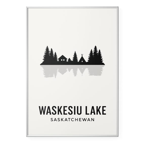 Waskesiu Lake Photo Print Saskatchewan Nature Poster Minimalist Forest Teepee Wall Art Modern Office Home Decor