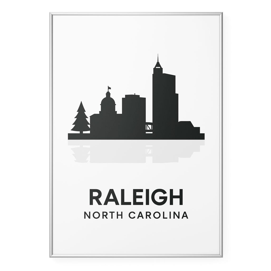 Raleigh North Carolina Skyline Silhouette Capitol Dome Poster