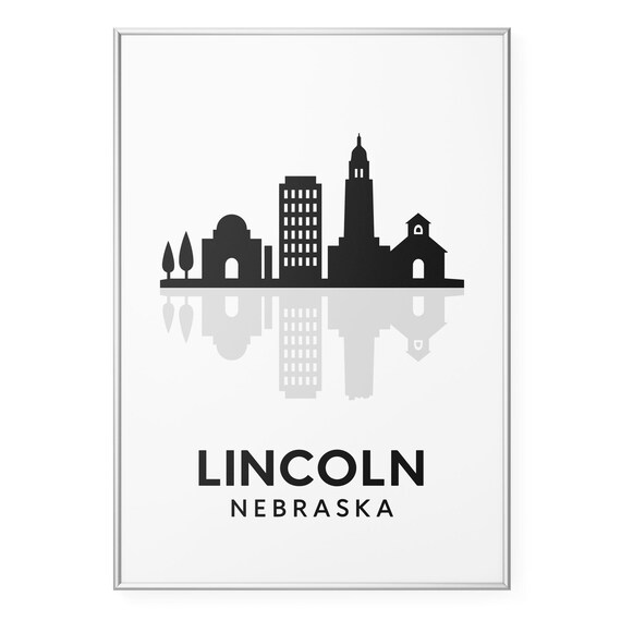 Lincoln Nebraska Skyline Silhouette Minimalist Tower Poster Decor