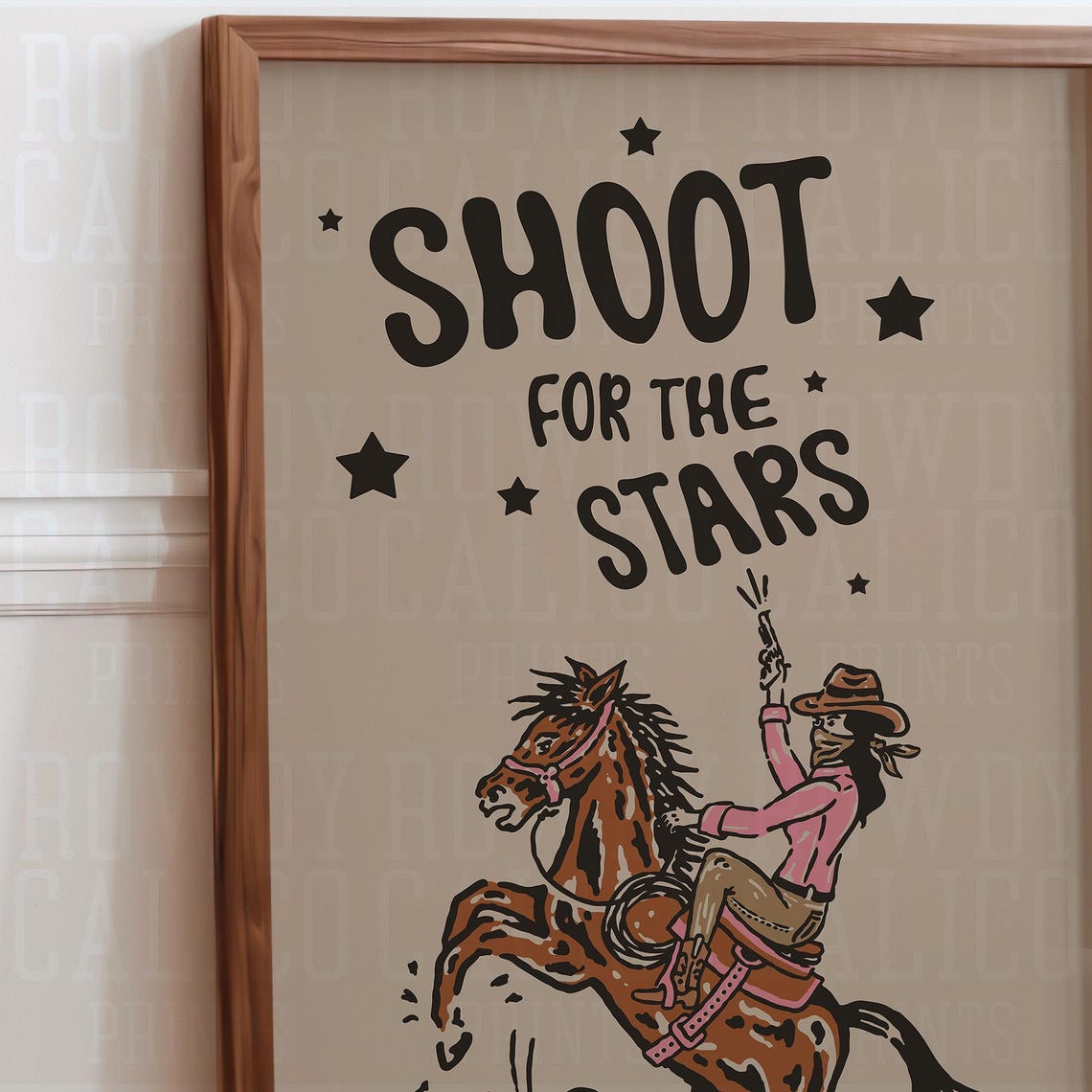 Shoot For The Stars Cowgirl Horseback Retro Western Quote Poster - Image 3