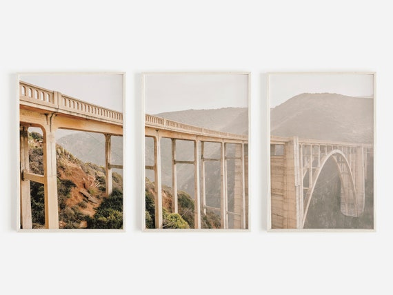 Big Sur Print Set Bixby Bridge Photography Beach Triptych Of 3 Prints Coastal Art Wall
