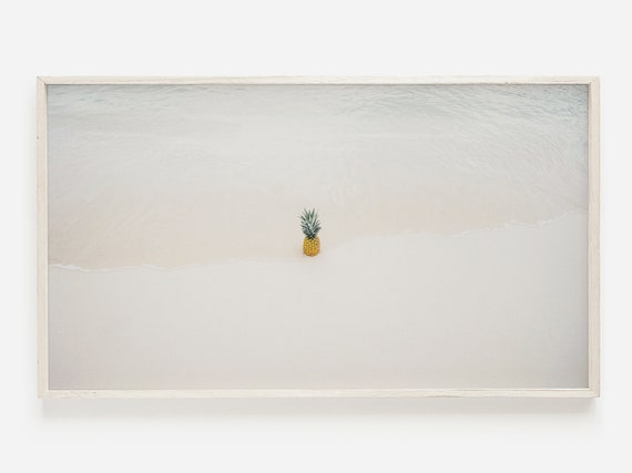 Samsung Frame Tv Art Ocean Pineapple Print On The Beach Neutral Photo For