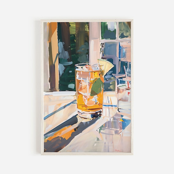Sunlit Long Island Iced Tea Cocktail Oil Painting Bar Poster